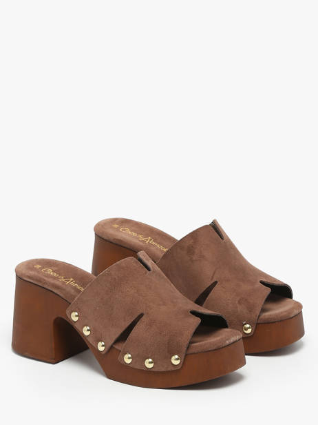 Heeled Slippers Carbuccia In Leather Coco abricot Brown accessoires V3110B other view 1
