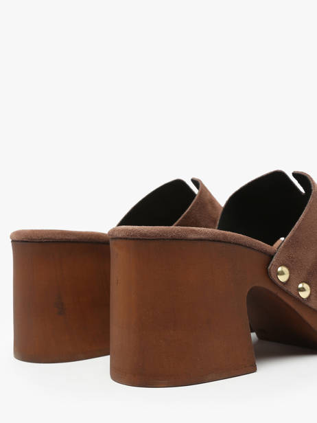 Heeled Slippers Carbuccia In Leather Coco abricot Brown accessoires V3110B other view 2