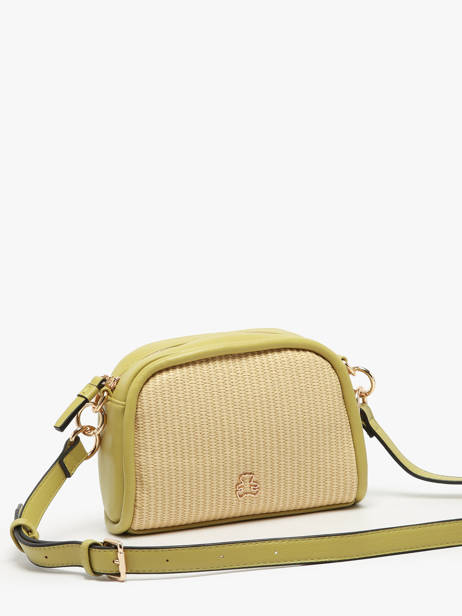 Shoulder Bag Raphia Paper Lulu castagnette Green raphia YAUCOURT other view 2