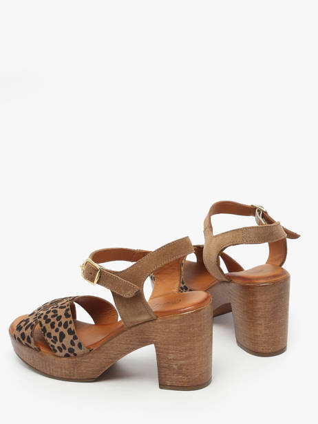 Heeled Sandals Musieges In Leather Coco abricot Brown accessoires V3081J other view 2