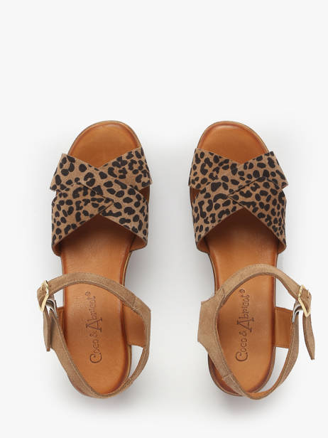 Heeled Sandals Musieges In Leather Coco abricot Brown accessoires V3081J other view 3