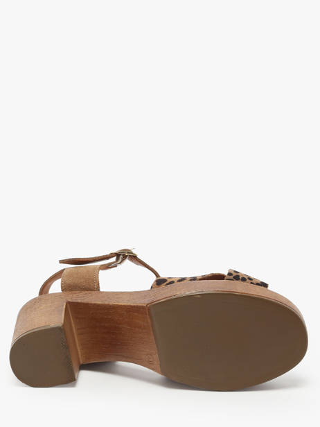 Heeled Sandals Musieges In Leather Coco abricot Brown accessoires V3081J other view 4