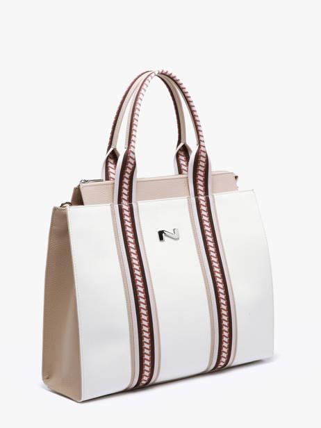 Nina Tote Bag Canvas With Leather Nathan baume White solar NINA other view 2