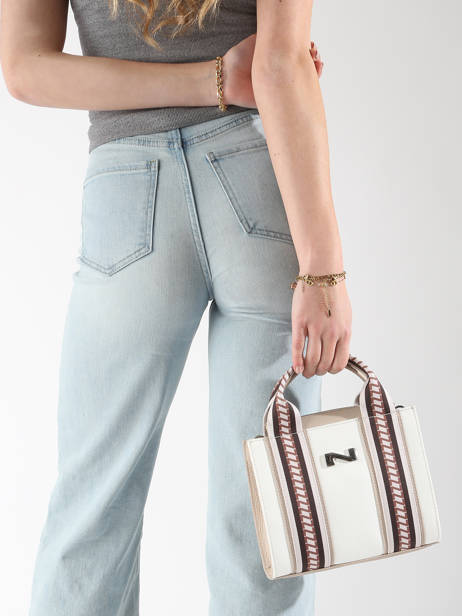 Small Luna Tote Bag Canvas With Leather Nathan baume White solar LUNA other view 1