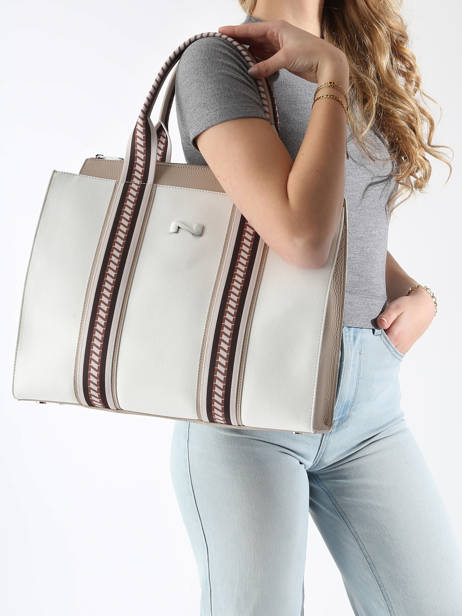 Nina Tote Bag Canvas With Leather Nathan baume White solar NINA other view 1