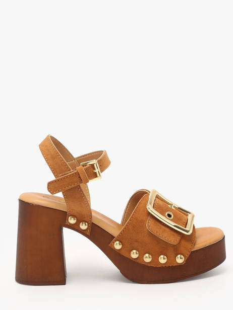 Heeled Sandals Sagonne In Leather Coco abricot Brown accessoires V3123C
