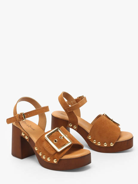 Heeled Sandals Sagonne In Leather Coco abricot Brown accessoires V3123C other view 1