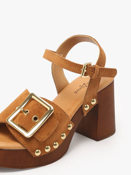 Heeled Sandals Sagonne In Leather Coco abricot Brown accessoires V3123C other view 2
