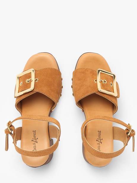 Heeled Sandals Sagonne In Leather Coco abricot Brown accessoires V3123C other view 3
