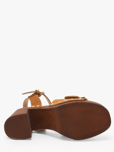 Heeled Sandals Sagonne In Leather Coco abricot Brown accessoires V3123C other view 4
