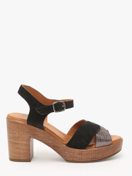 Sandales à Talon Musieges En Cuir Coco abricot Noir accessoires V3081P