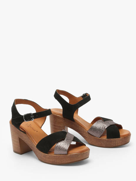 Sandales à Talon Musieges En Cuir Coco abricot Noir accessoires V3081P vue secondaire 1