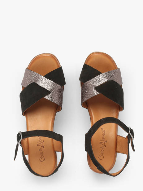 Sandales à Talon Musieges En Cuir Coco abricot Noir accessoires V3081P vue secondaire 3
