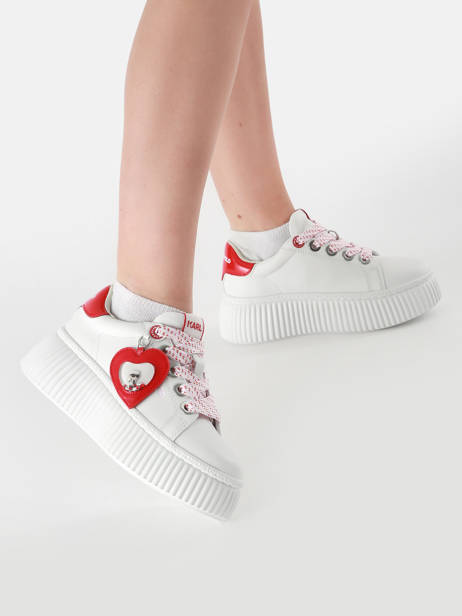 Sneakers Kreeper Low Valentine In Leather Karl lagerfeld White accessoires KL42314V other view 1