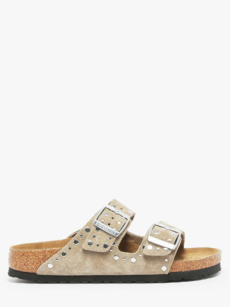 Mules Arizona Rivet En Cuir Birkenstock Beige accessoires 1029390