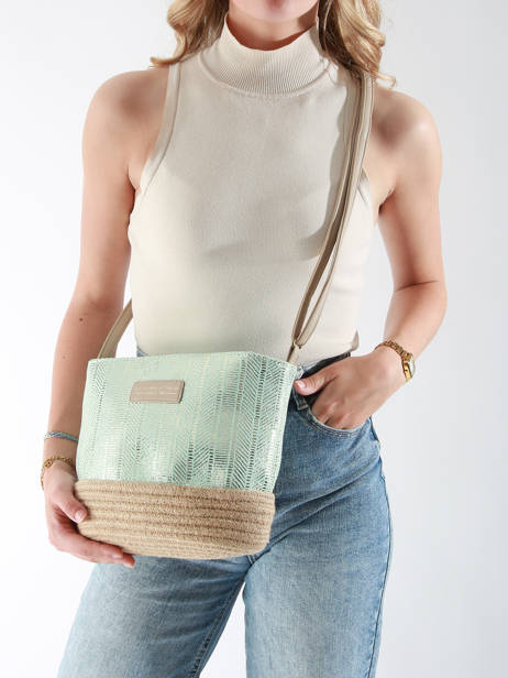 Crossbody Bag Irisé Raffia Le voyage en panier Blue guimauve PM289 other view 1
