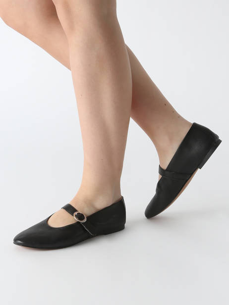 Ballerines Avec Brides En Cuir Inuovo Noir accessoires C11003 vue secondaire 1