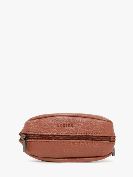 Leather Coin Purse Madras Etrier Brown madras EMAD041