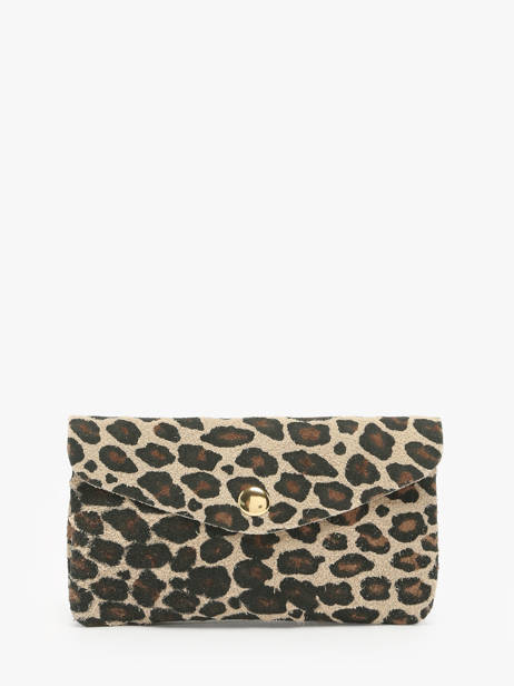 Porte-monnaie Leopard Cuir Milano Beige velvet leopardo VL23113