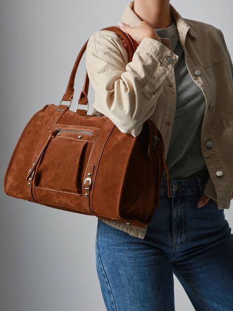 Shoulder Bag Velvet Miniprix Brown velvet F7509 other view 1