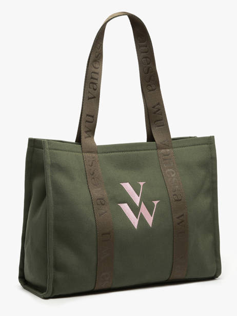 Sac Porté épaule Cabas Coton Vanessa wu Vert cabas MA0135 vue secondaire 1