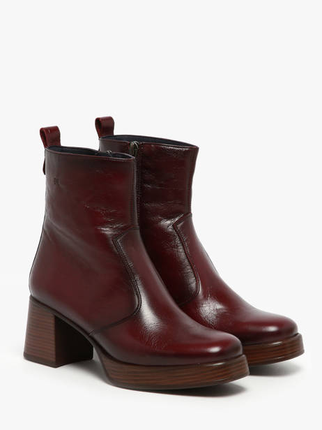 Bottines à Talon Cristel En Cuir Dorking Rouge women D9157 vue secondaire 1