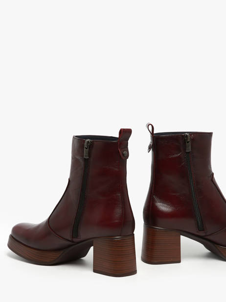 Bottines à Talon Cristel En Cuir Dorking Rouge women D9157 vue secondaire 2