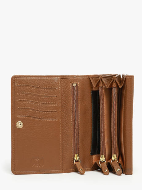 Leather Caviar Flap Wallet Crinkles Brown caviar 14049 other view 1