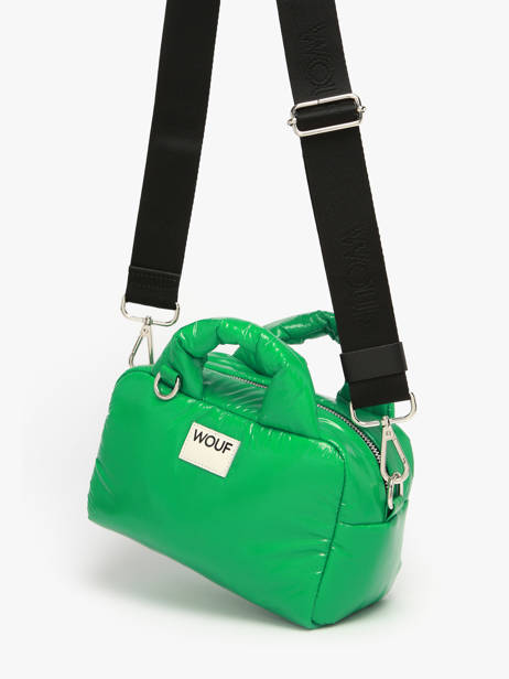 Shoulder Bag Glossy Recycled Polyester Wouf Green glossy BB250027 other view 2