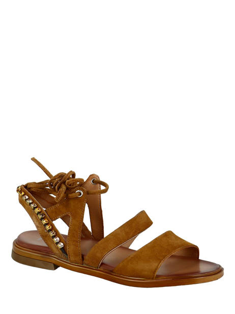 Suede Leather Sandals Strass Mjus Brown accessoires M05046