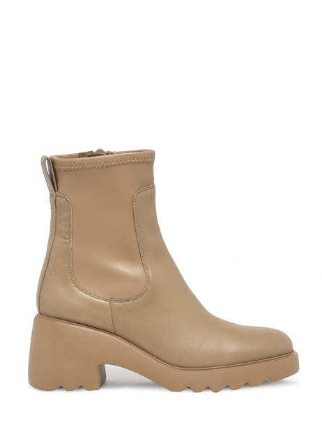 Link Boots In Leather Unisa Beige accessoires LINK
