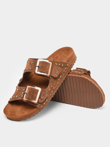Slippers In Leather Colors of california Brown accessoires HCBIO304 other view 2